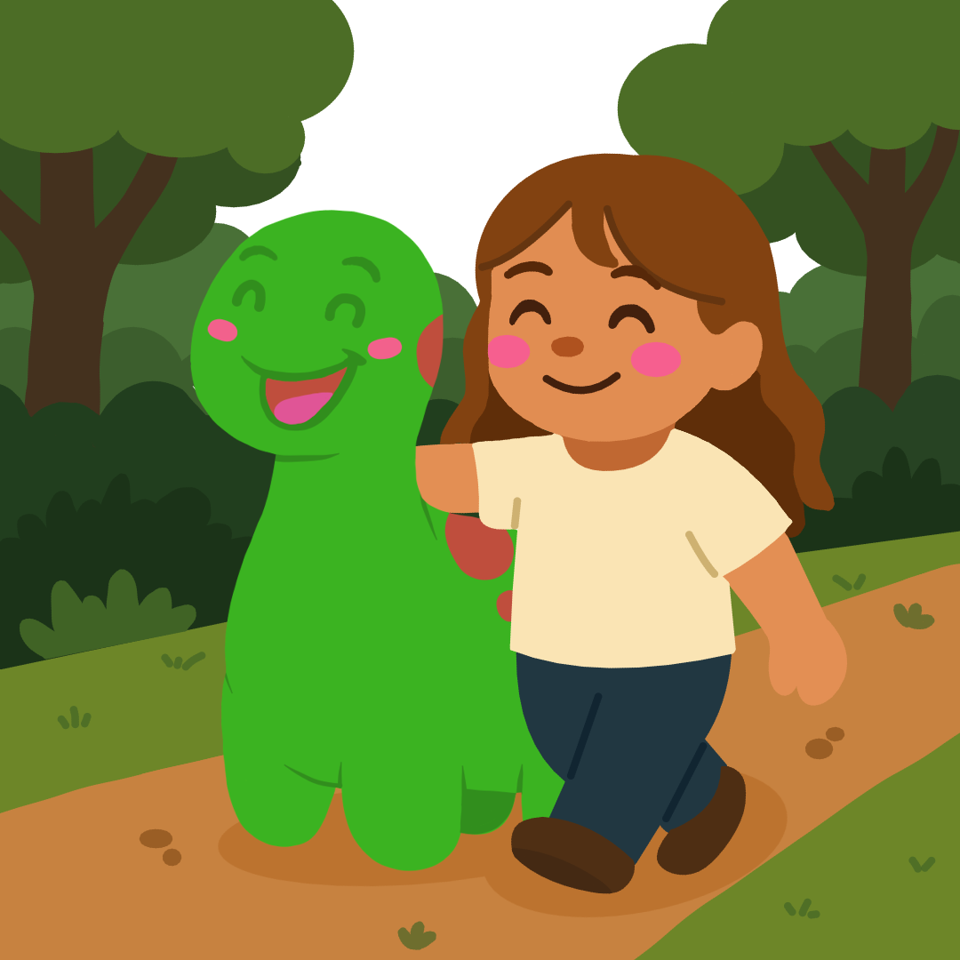 Kio en Margriet aan het wandelen